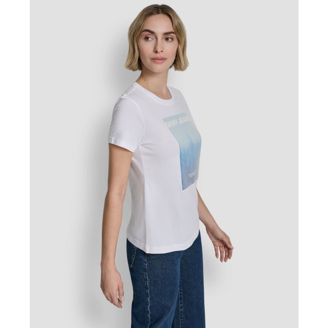 Dkny Jeans Women's Sequin Photoreal Logo Crewneck T-Shirt