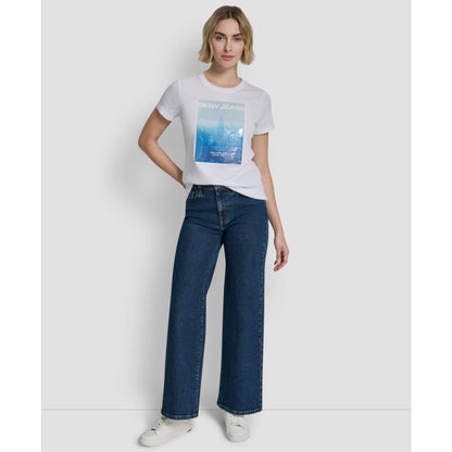 Dkny Jeans Women's Sequin Photoreal Logo Crewneck T-Shirt