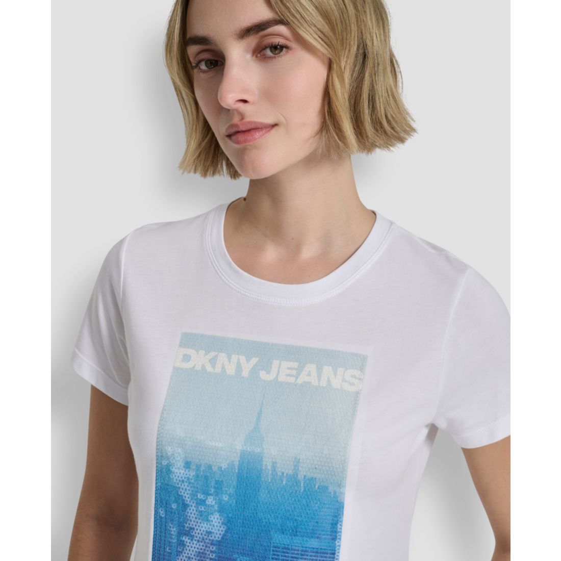 Dkny Jeans Women's Sequin Photoreal Logo Crewneck T-Shirt