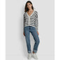 Dkny Jeans Women's Striped Cropped Long-Sleeve Cardigan Sweater