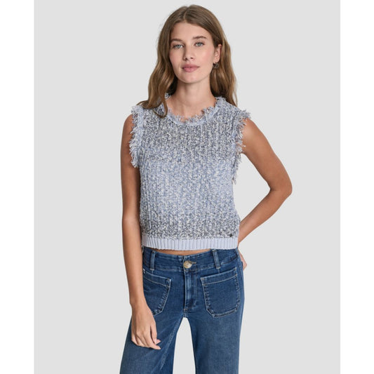 Dkny Jeans Women's Sleeveless Fringe Trimmed Sweater