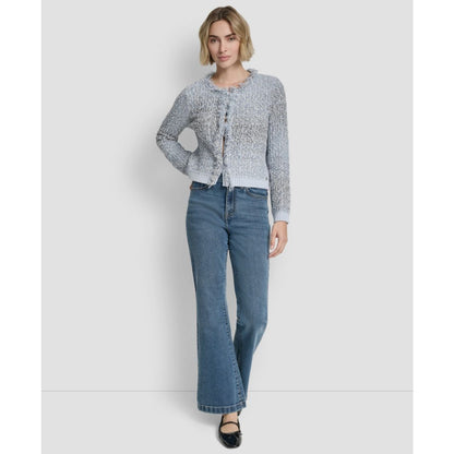 Dkny Jeans Women's Long-Sleeve Fringe Trimmed Sweater Jacket