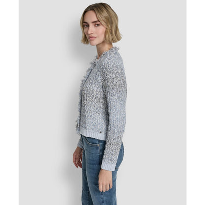 Dkny Jeans Women's Long-Sleeve Fringe Trimmed Sweater Jacket