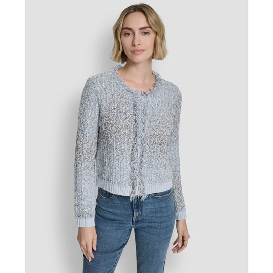 Dkny Jeans Women's Long-Sleeve Fringe Trimmed Sweater Jacket