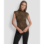 Dkny Women's Printed Mock Neck Cap-Sleeve Top