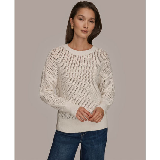 Donna Karan Weekend Women's Open Stitch Crewneck Sweater