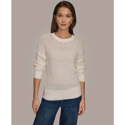 Donna Karan Weekend Women's Open Stitch Crewneck Sweater