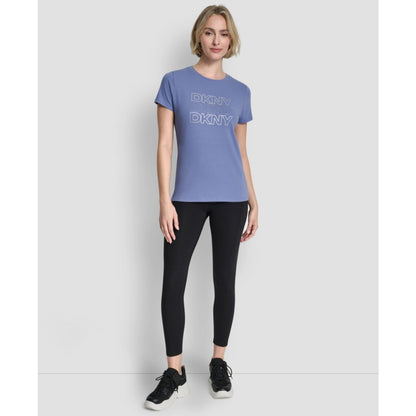 Dkny Women's Triple Rhinestone Foil Logo Crewneck Baby T-Shirt