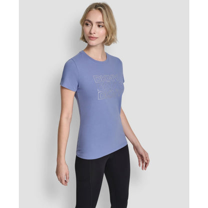 Dkny Women's Triple Rhinestone Foil Logo Crewneck Baby T-Shirt