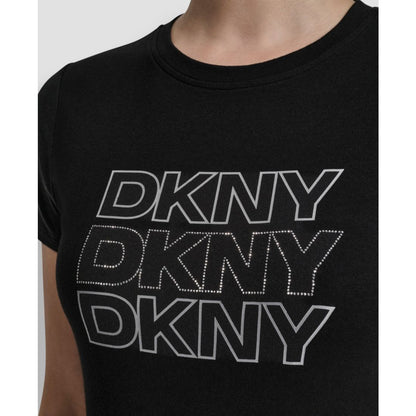 Dkny Women's Triple Rhinestone Foil Logo Crewneck Baby T-Shirt