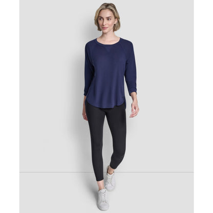 Dkny Women's Mini Slub Waffle Three Quarter Sleeve T-Shirt