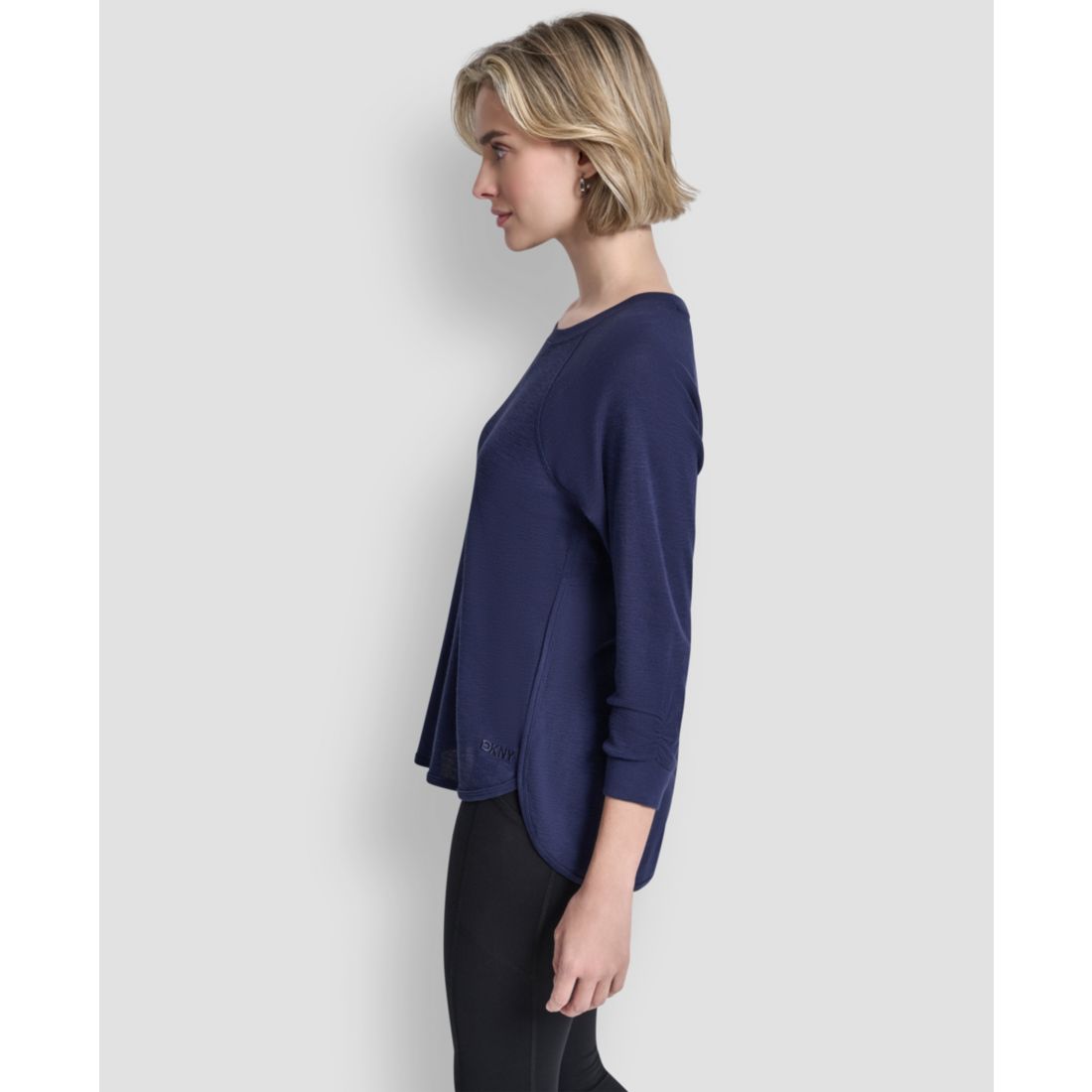 Dkny Women's Mini Slub Waffle Three Quarter Sleeve T-Shirt