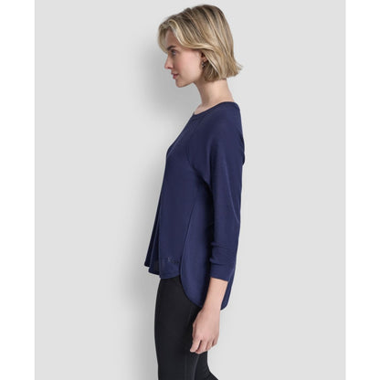 Dkny Women's Mini Slub Waffle Three Quarter Sleeve T-Shirt