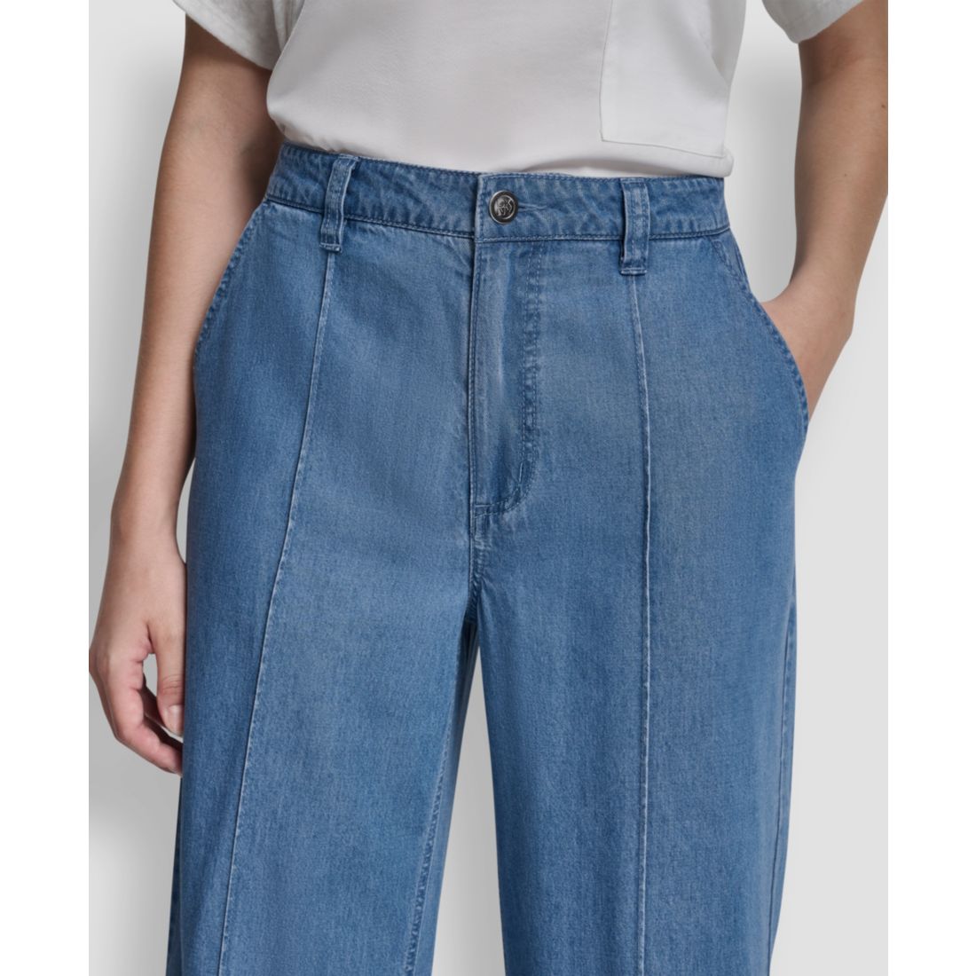 Dkny Women's Belted Front Seam Straight Pants