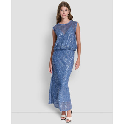 Dkny Women's Sleeveless Bubble Hem Sequin Knit Top