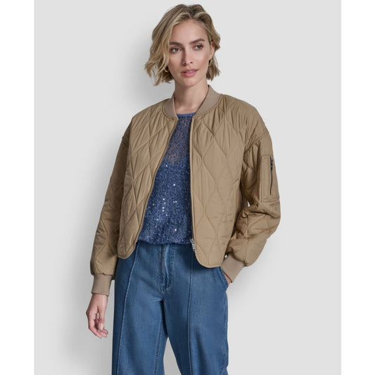 Dkny Women's Long-Sleeve Quilted Bomber Jacket