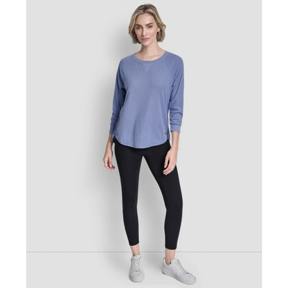 Dkny Women's Mini Slub Waffle Three Quarter Sleeve T-Shirt