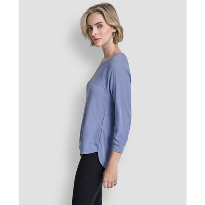 Dkny Women's Mini Slub Waffle Three Quarter Sleeve T-Shirt