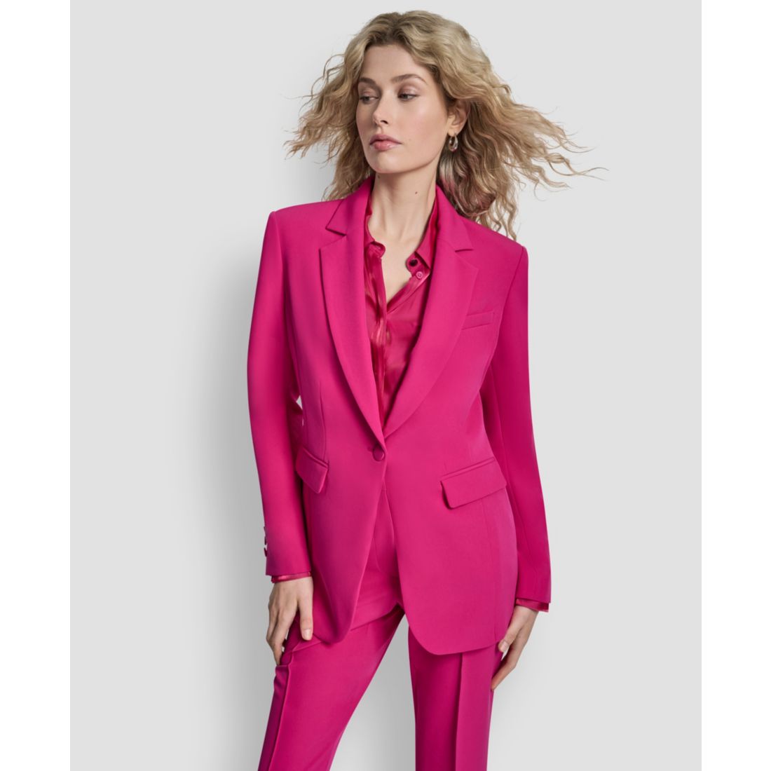 Dkny Petite 1-Button Notch Collar Jacket