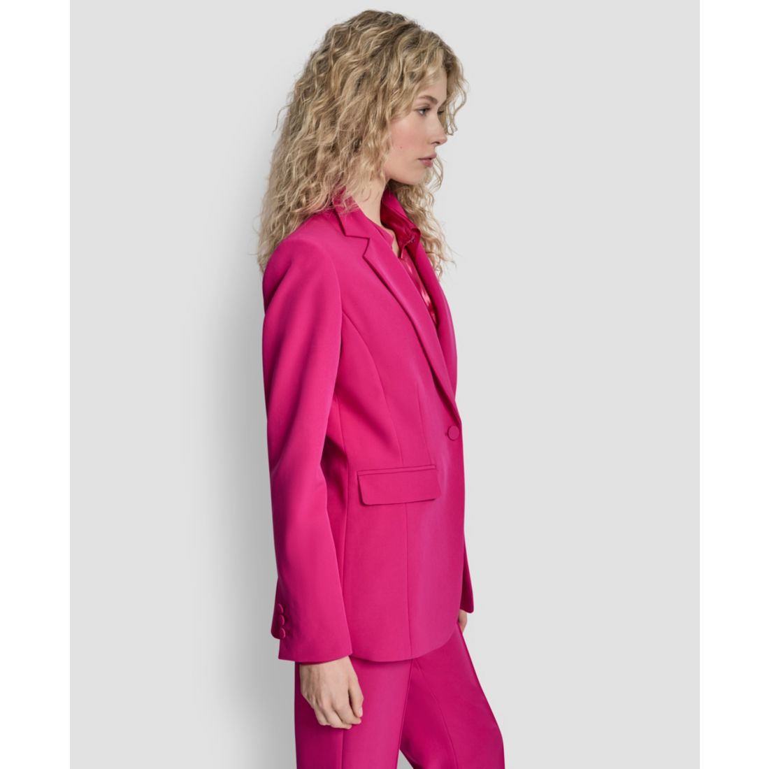 Dkny Petite 1-Button Notch Collar Jacket
