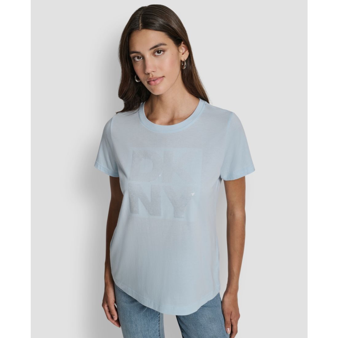 Dkny Jeans Women's Embellished Logo Detail Crewneck T-Shirt