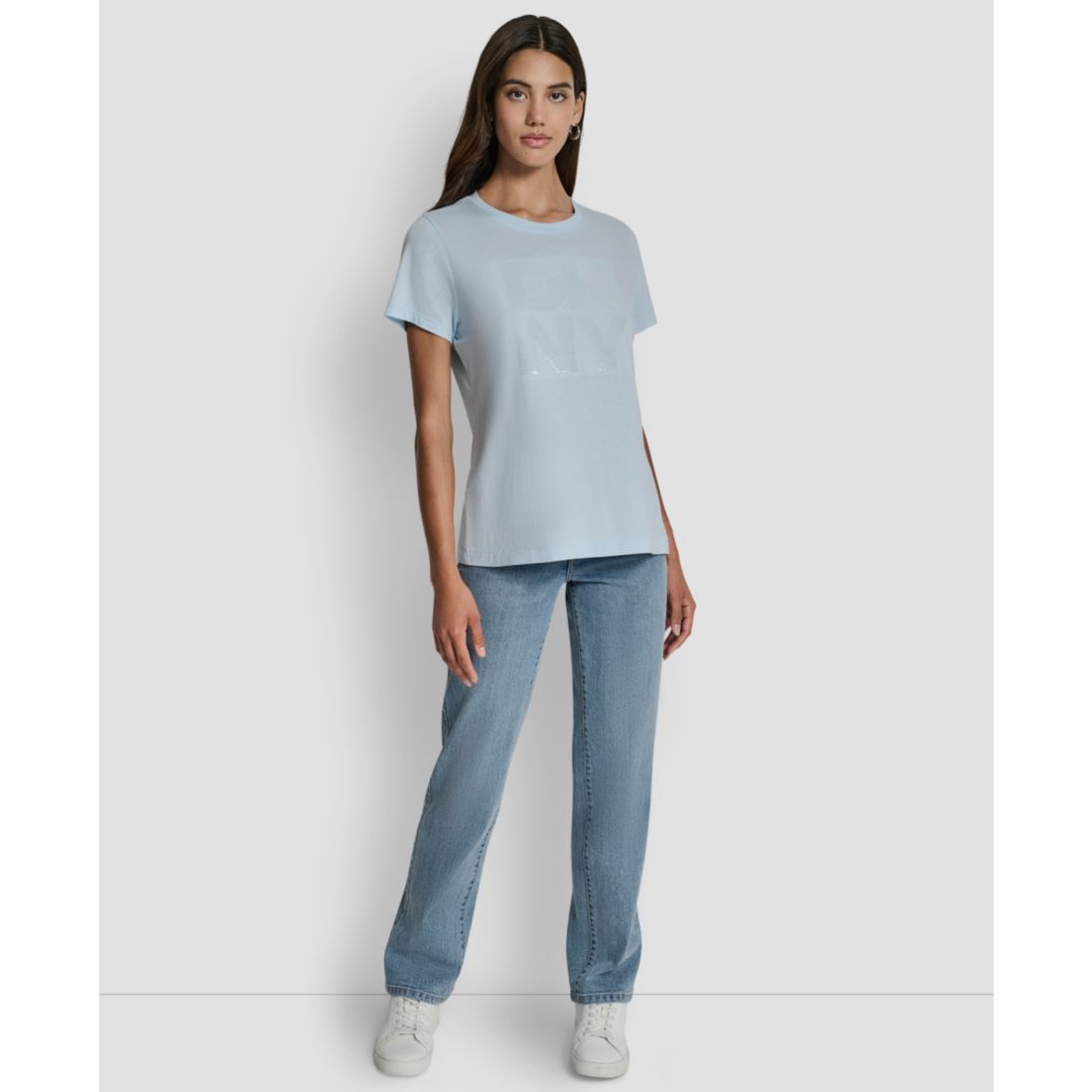 Dkny Jeans Women's Embellished Logo Detail Crewneck T-Shirt