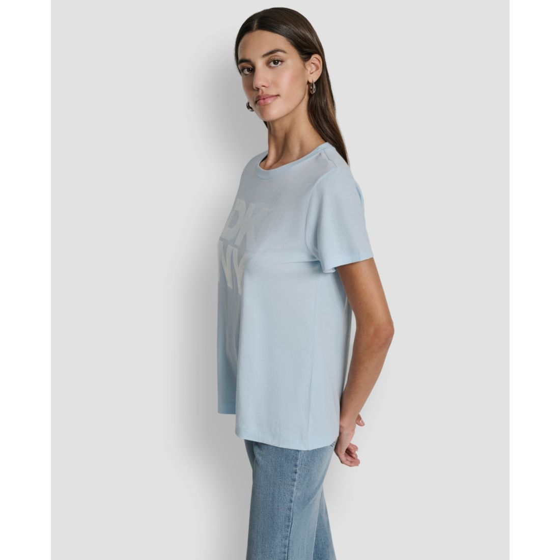 Dkny Jeans Women's Embellished Logo Detail Crewneck T-Shirt