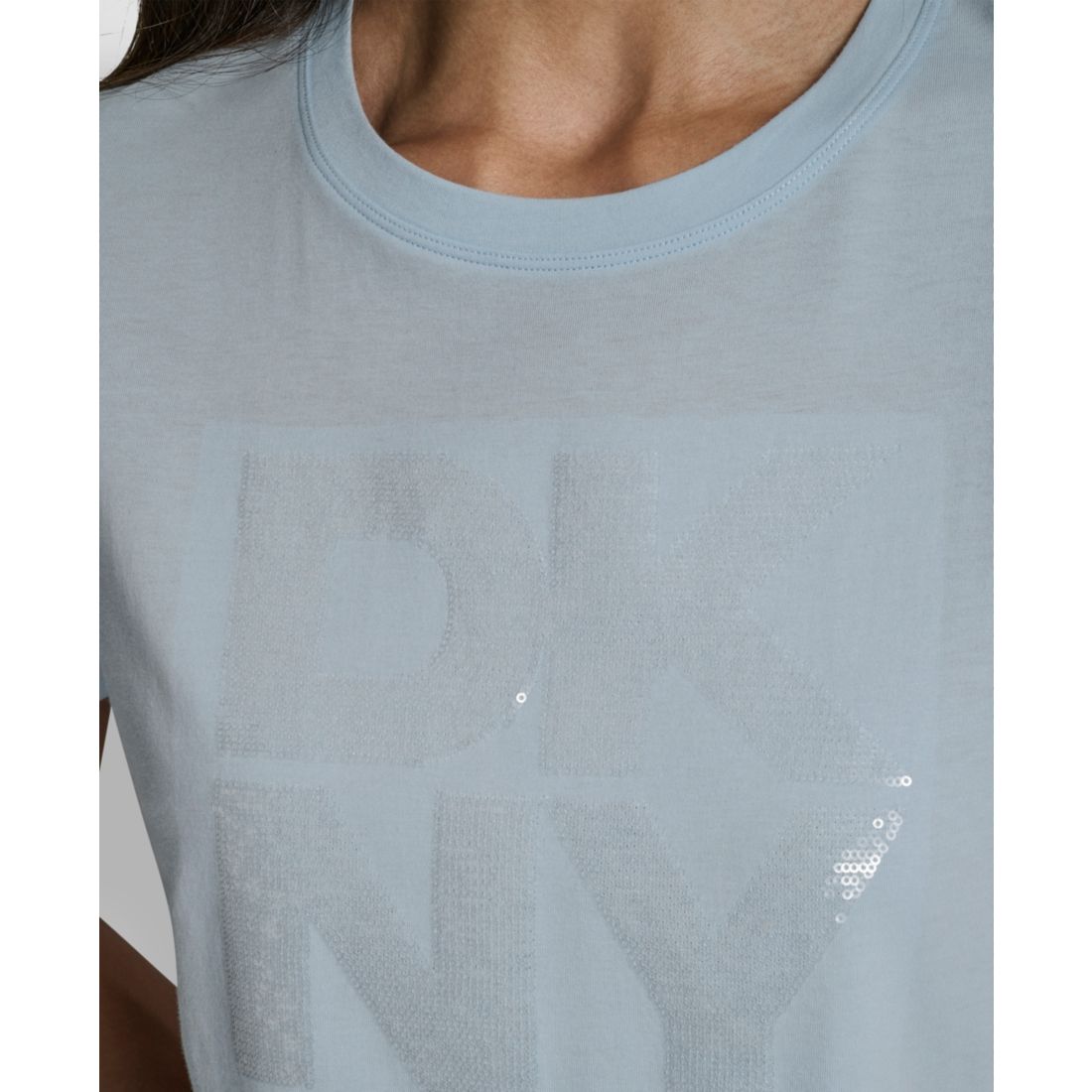 Dkny Jeans Women's Embellished Logo Detail Crewneck T-Shirt