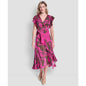 Dkny Women's Cap-Sleeve Surplice Neck Ruffle Midi Dress