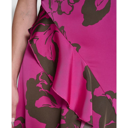 Dkny Women's Cap-Sleeve Surplice Neck Ruffle Midi Dress