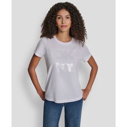 Dkny Jeans Women's Embellished Logo Detail Crewneck T-Shirt