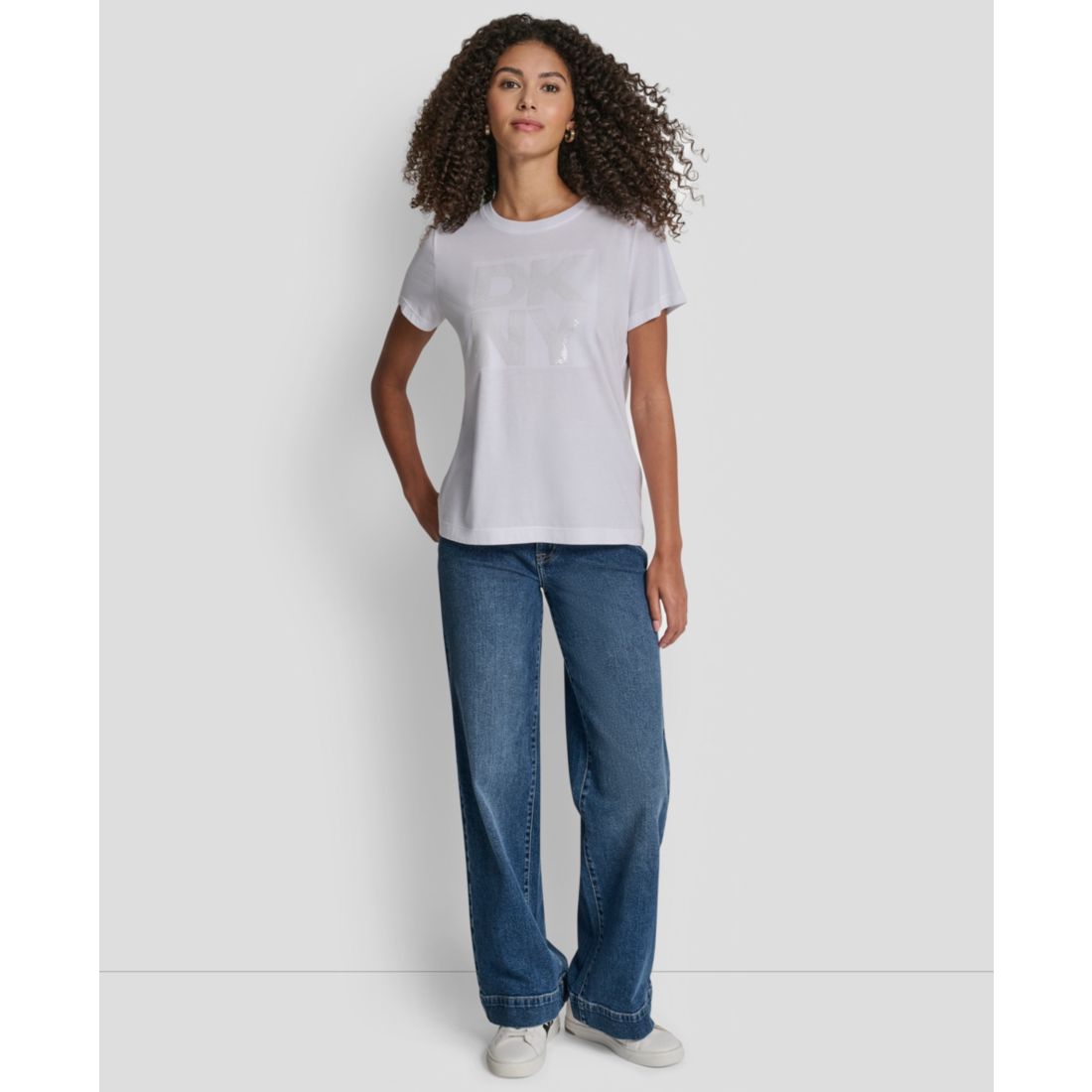 Dkny Jeans Women's Embellished Logo Detail Crewneck T-Shirt