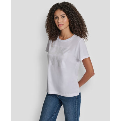 Dkny Jeans Women's Embellished Logo Detail Crewneck T-Shirt