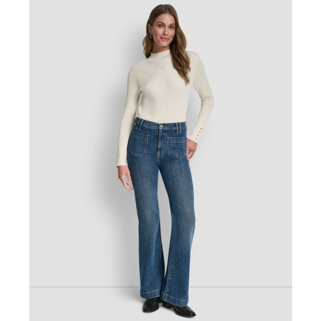 Dkny Jeans Women's High-Rise Relaxed Flare Jeans