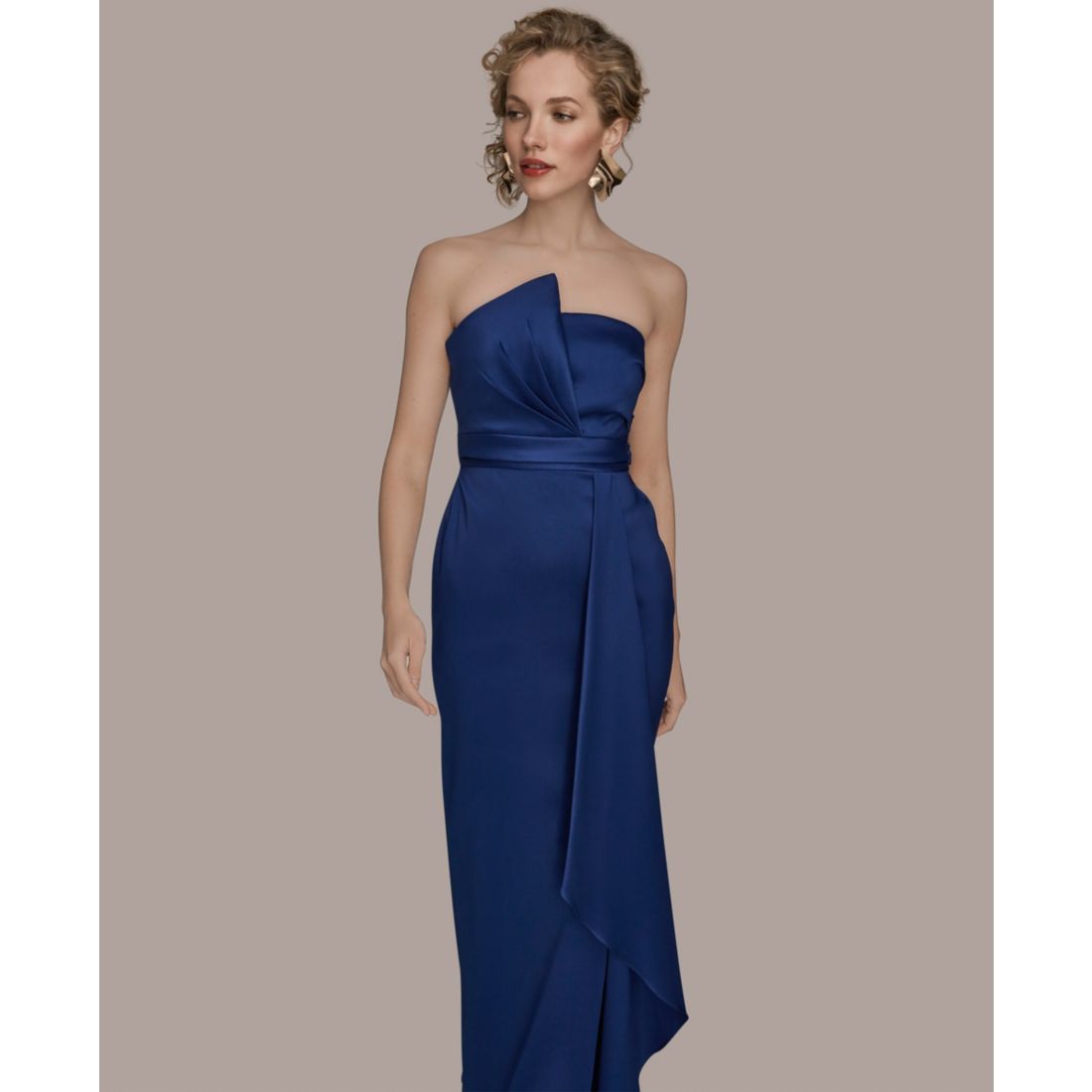 Donna Karan New York Women's Asymmetric Twist Strapless Gown