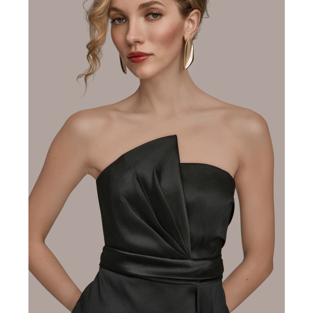 Donna Karan New York Women's Asymmetric Twist Strapless Gown