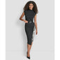 Dkny Women's Sleeveless Funnel Neck Sheath Midi Dress