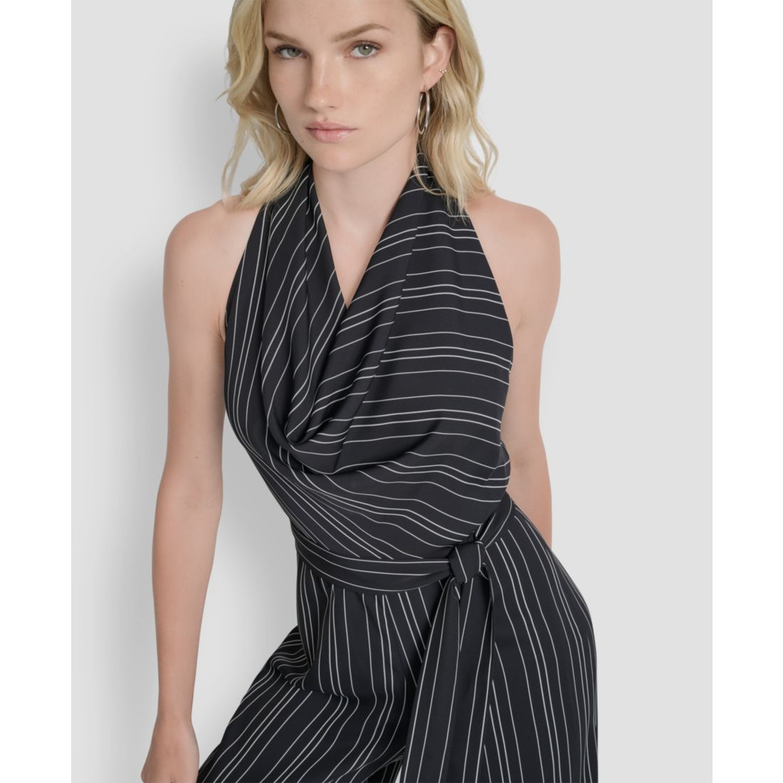 Dkny Women's Sleeveless Wide Leg Ankle Jumpsuit