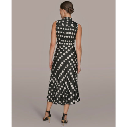 Donna Karan New York Women's Dot-Print Tie-Neck A-Line Dress
