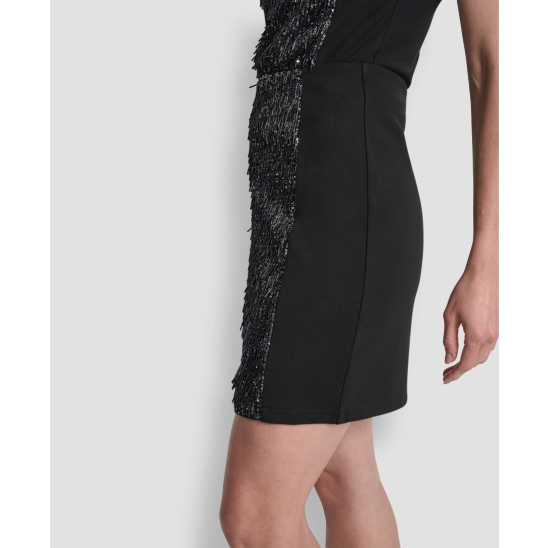 Dkny Women's Sequin Panel Mini Ponte Skirt