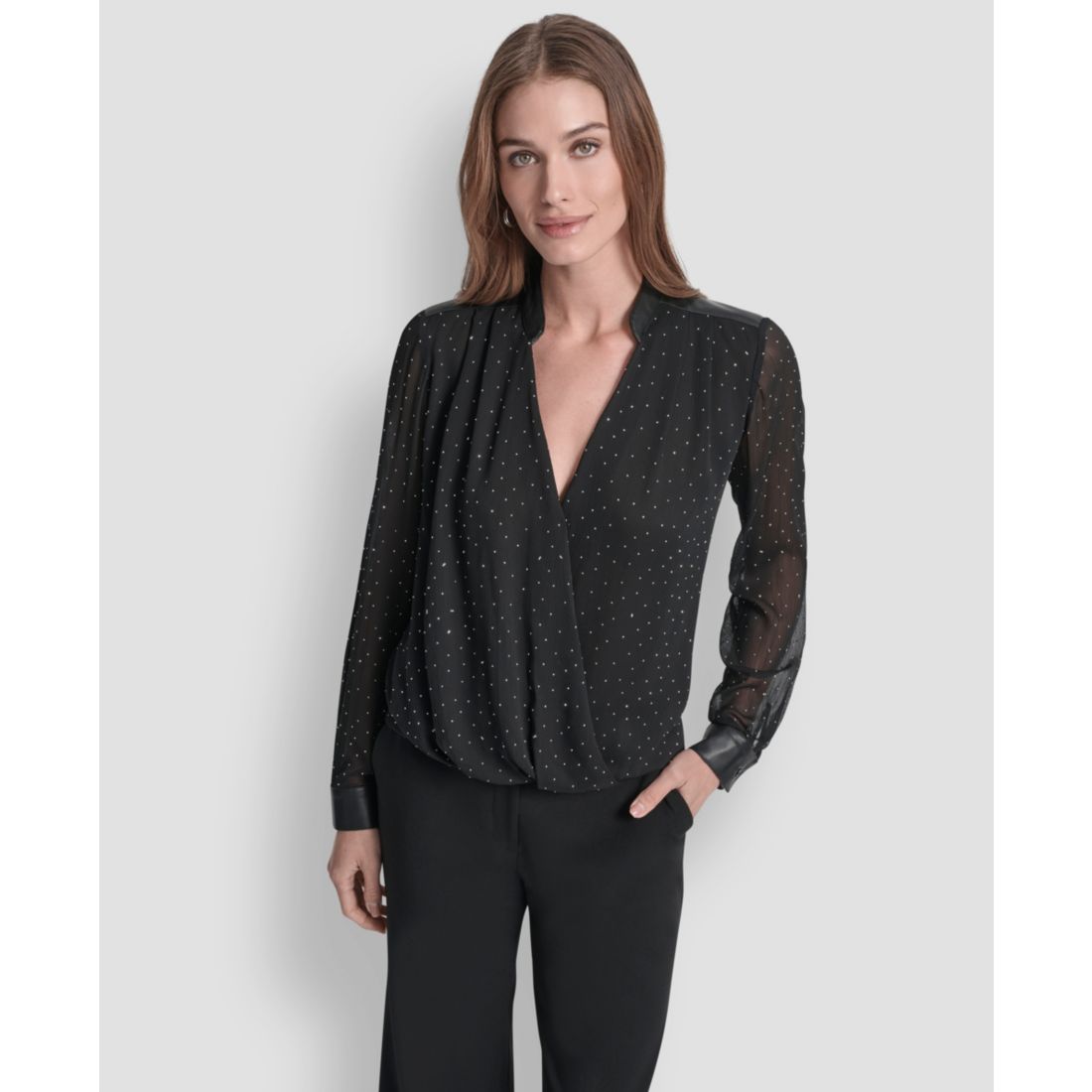 Dkny Women's Embellished Surplice Neck Top
