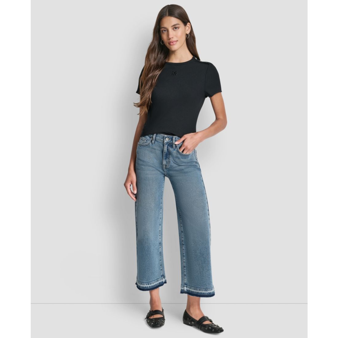 Dkny Jeans Women's Mid-Rise Wide Leg Jeans