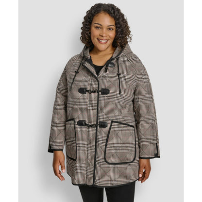 Dkny Plus Size Hooded Toggle-Front Quilted Coat