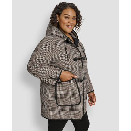 Dkny Plus Size Hooded Toggle-Front Quilted Coat