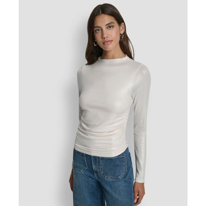 Dkny Jeans Women's Ruched Detail Long-Sleeve Top