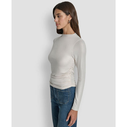 Dkny Jeans Women's Ruched Detail Long-Sleeve Top