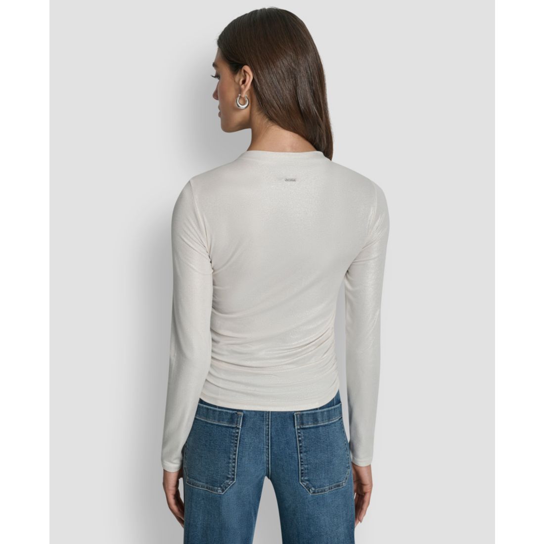 Dkny Jeans Women's Ruched Detail Long-Sleeve Top