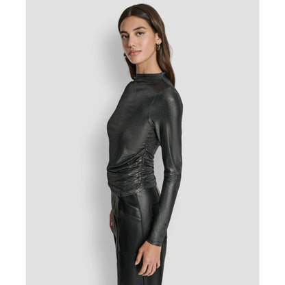 Dkny Jeans Women's Ruched Detail Long-Sleeve Top
