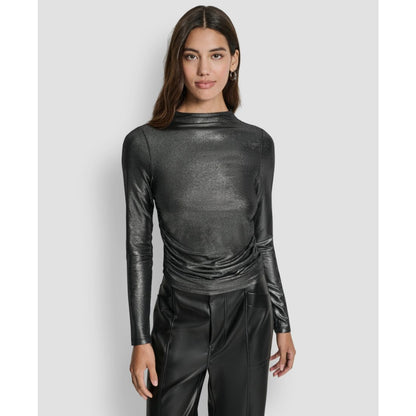 Dkny Jeans Women's Ruched Detail Long-Sleeve Top