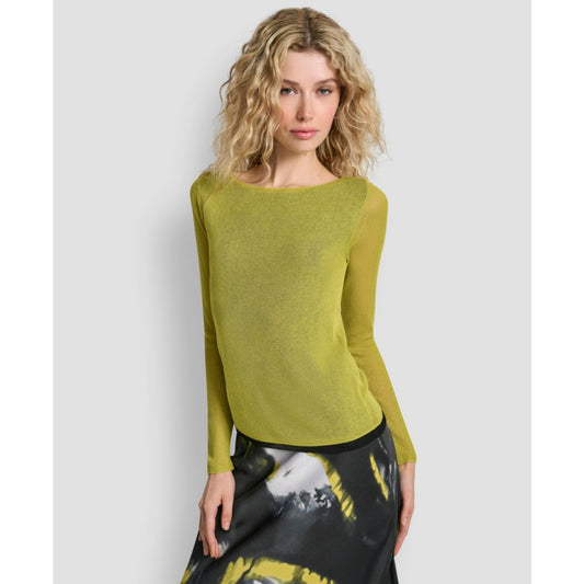 Dkny Women's Double-Layer Color Block Long Sleeves Sweater